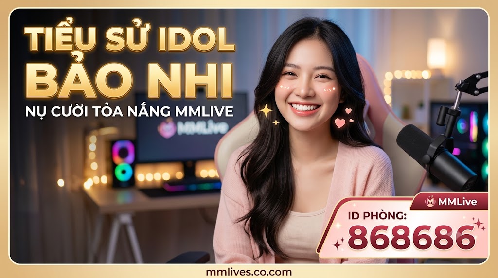 Ảnh thumbnail bài viết TIỂU SỬ IDOL BẢO NHI - NỤ CƯỜI TỎA NẮNG MMLIVE, ID PHÒNG: 868686. Hình ảnh Idol Bảo Nhi cười rạng rỡ trong phòng livestream MMLive, domain mmlives.co.com.
